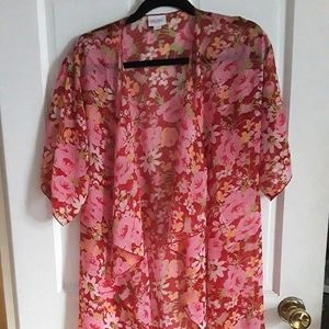 Lularoe sheer fringed Kimono S